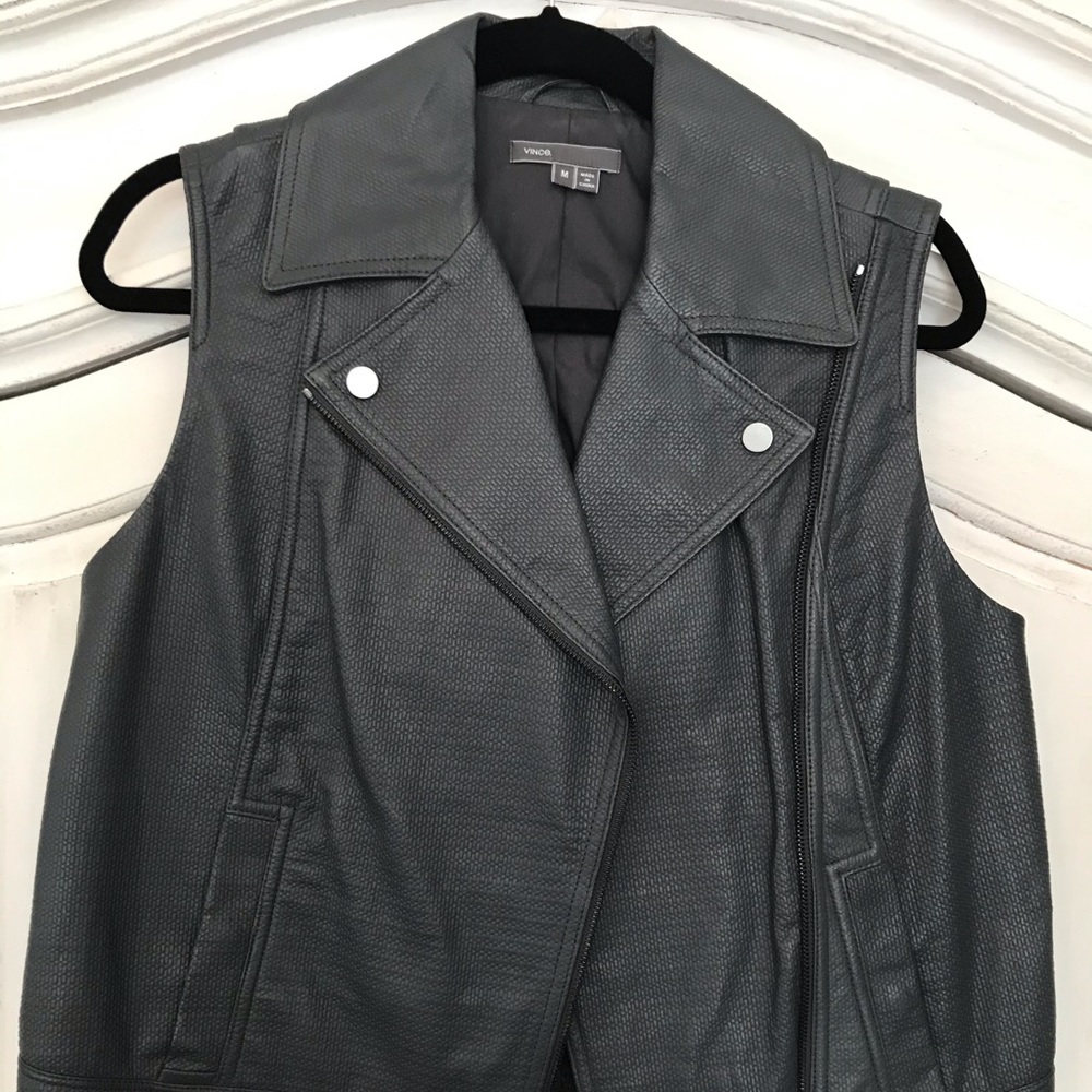 Vince leather moto vest